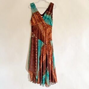 CATO Vintage 90s Y2K Bias Cut Maxi Dress Patchwork Fairy Assymetric 16 Phoebe